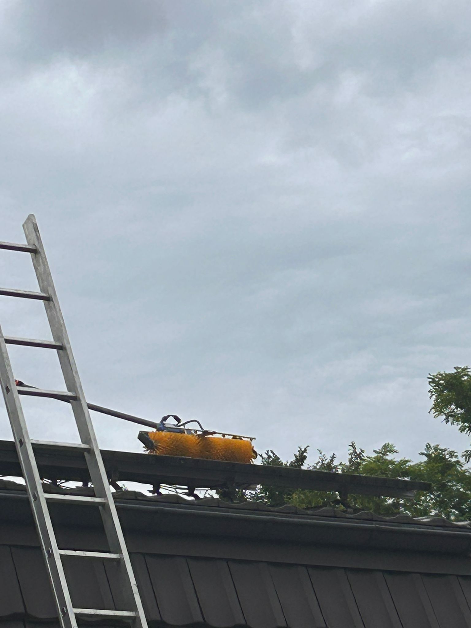 Reinigung einer Photovoltaikanlage auf einem Steildach, Juni 2026